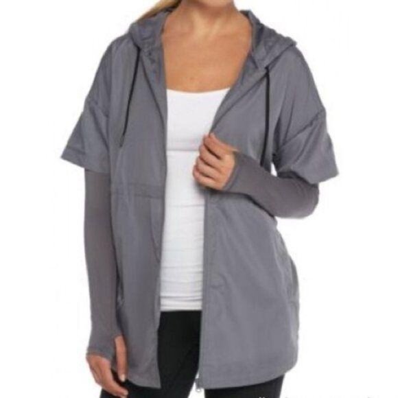ZELOS Jackets & Blazers - Zelos Gray 2fer Windbreaker Jacket w/ Long Sleeves